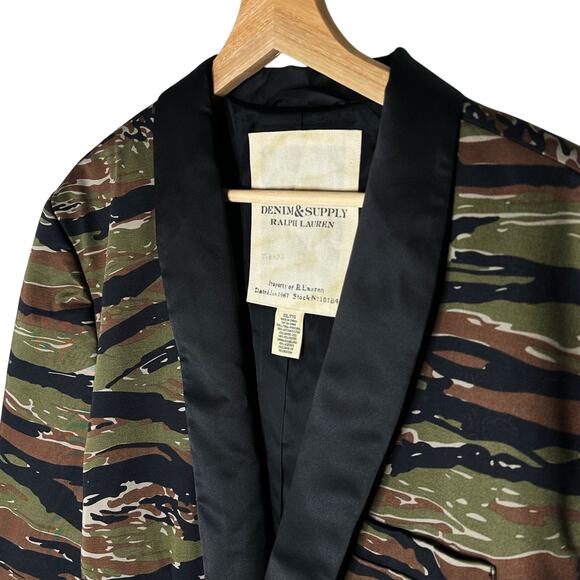 Ralph Lauren Denim & Supply Tiger Stripe Green Camo Tuxedo Jacket XXL Men Blazer - Picture 5 of 14